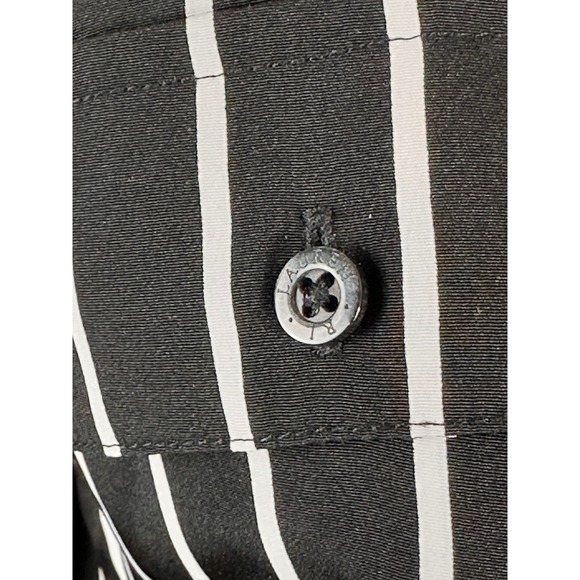 Lauren Ralph Lauren Black White Striped Long Sleeve Shirt Dress Size 6 Collared - Picture 6 of 16